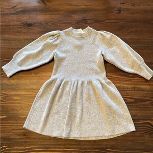 H&M Gray Mock Neck Puff Sleeve Sweater Dress